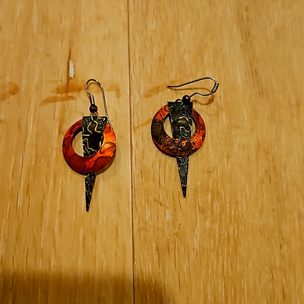 Lightweight artisan metal earrings